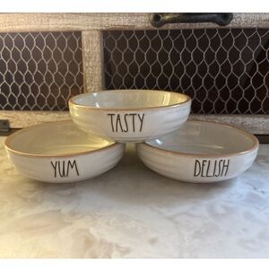 Rae Dunn Cream and Tan Small Snack Bowls